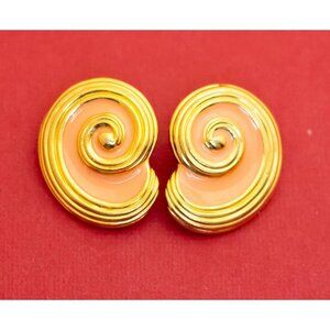 Vintage Spiral Gold Tone Elegant Stud Earrings by Avon - F2